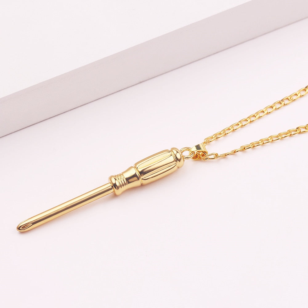 screwdriver tool pendant necklace gold color cuba chain necklaces jewelry accessories