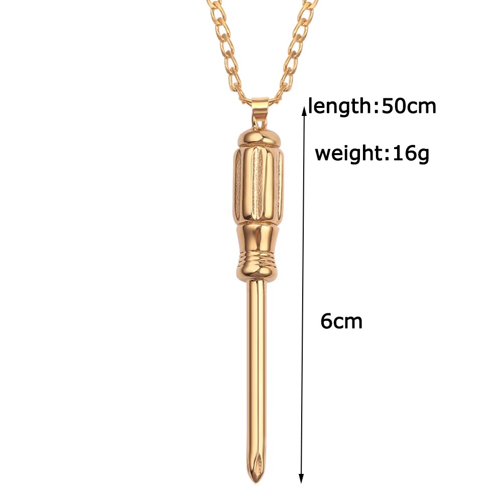 screwdriver tool pendant necklace gold color cuba chain necklaces jewelry accessories