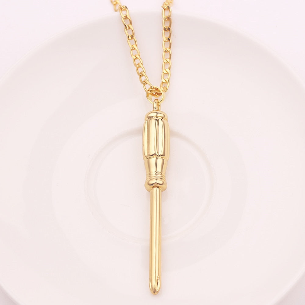 screwdriver tool pendant necklace gold color cuba chain necklaces jewelry accessories