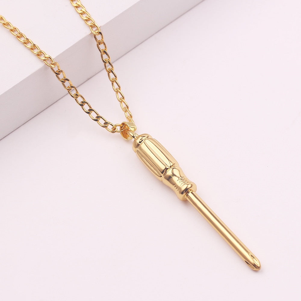 screwdriver tool pendant necklace gold color cuba chain necklaces jewelry accessories