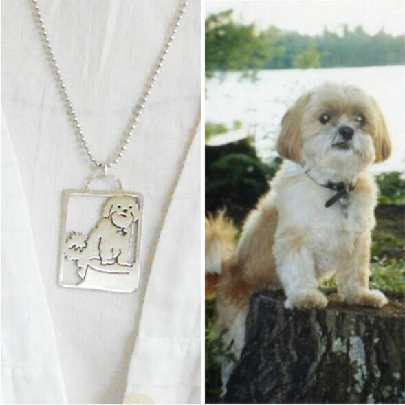 shih tzu Art Necklace, Your Pet Pendant,  Dog silhouette Memory Jewelry Keepsake Memorial Gift--1 pcs