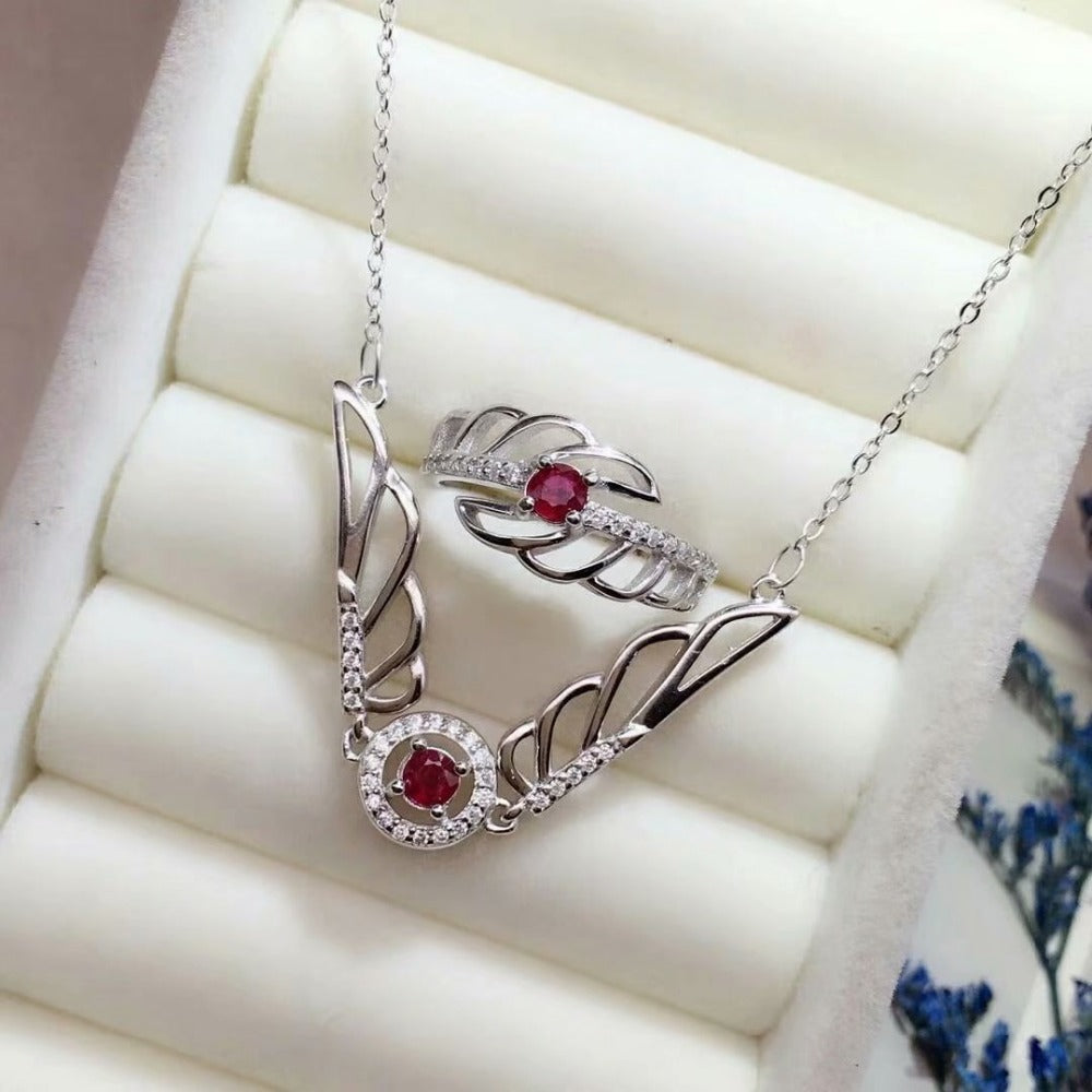 925 natural Natural Ruby pendants rings open gift fine Jewelry trendy women party plant new 4*4mm plant tf040401agh