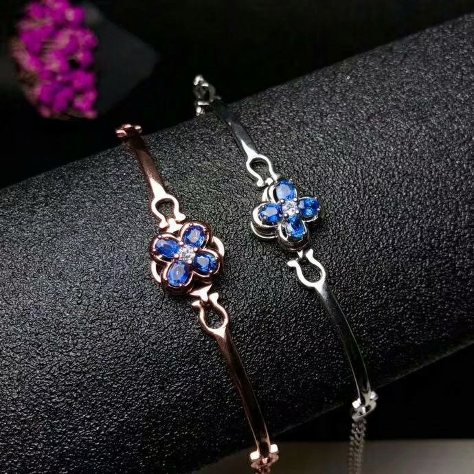 925 silver sterling Natural sapphire Bracelets fine Jewelry trendy new 2020 3*4mm pretty gift women yhl030401agl