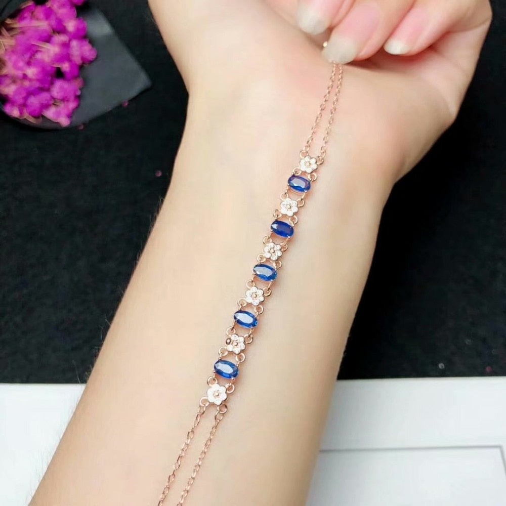 925 silver sterling Natural sapphire Bracelets fine Jewelry trendy new 2020 3*5mm gift women yhl030501agl