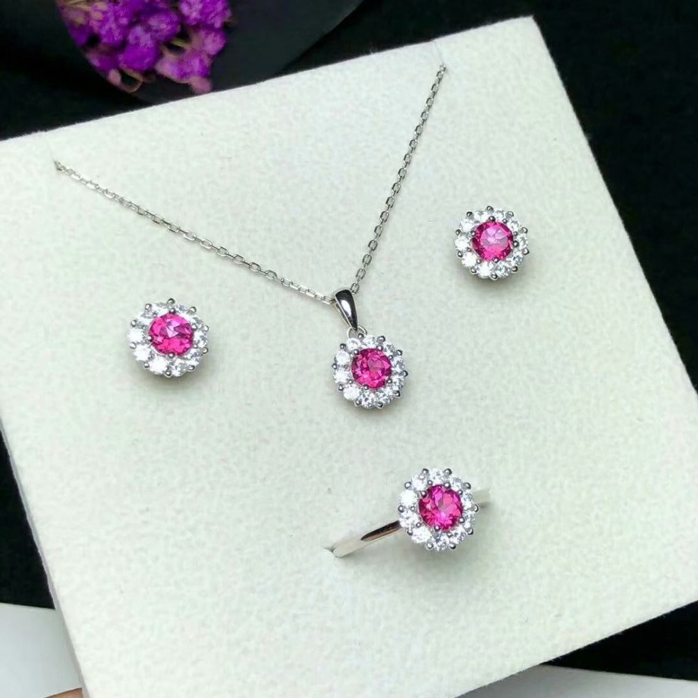 925 sterling silver Natural Pink topaz Rings pendants fine Jewelry women wedding open send necklace yhtz050501agfb