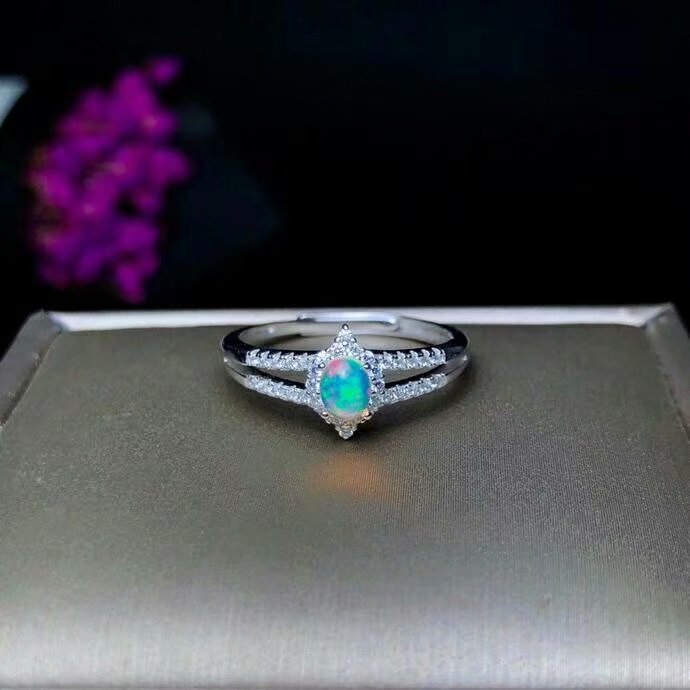 925 sterling silver Natural opal Rings fine Jewelry Customizable women trendy wedding open new   tfj040602ago
