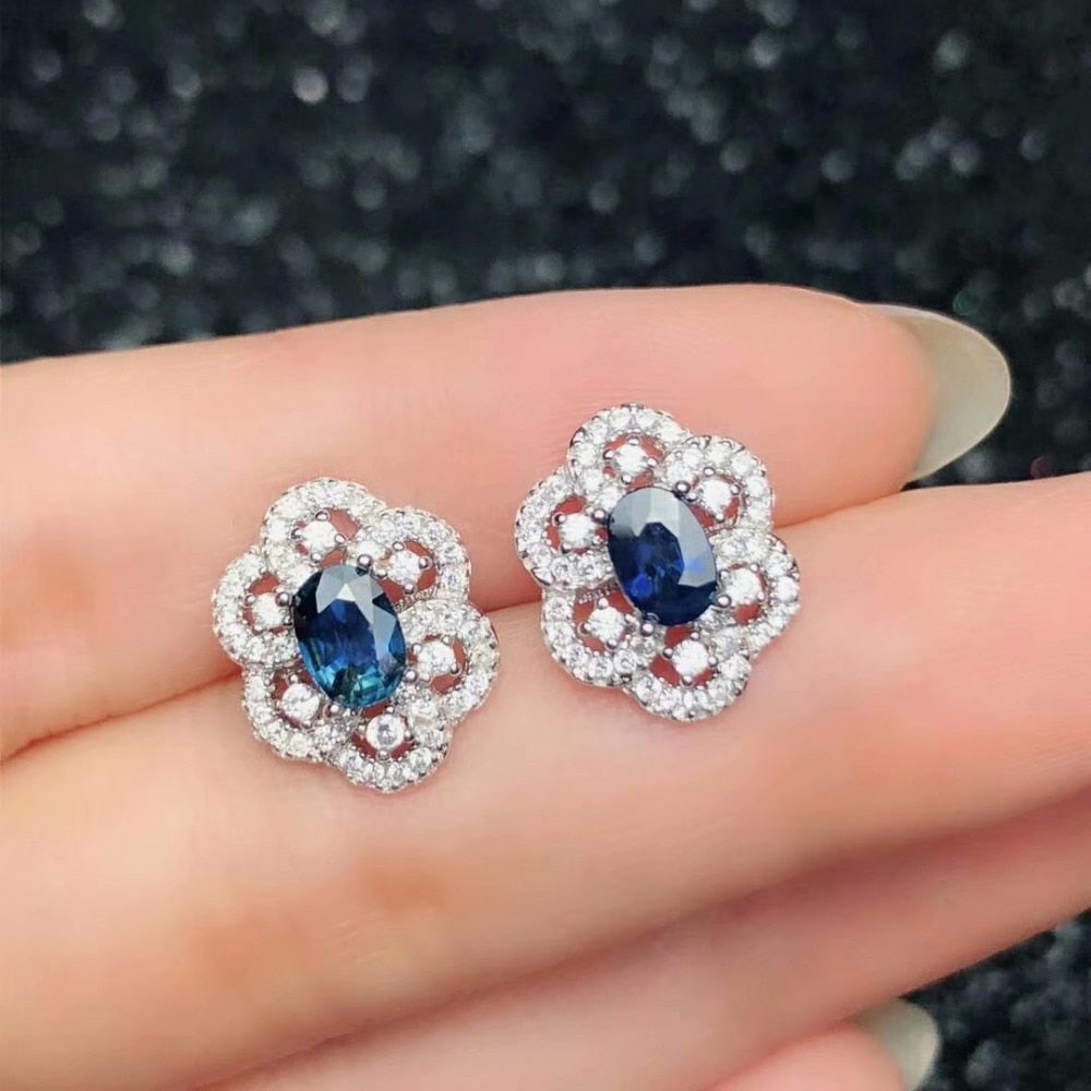 925 sterling silver Natural sapphire Ring pendants earrings fine Jewelry women ethnic wedding open btz040601agl