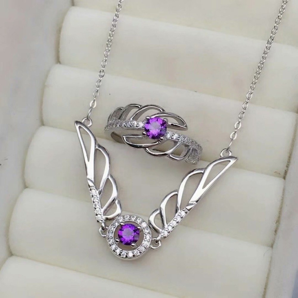 925 sterling silver Piezoelectricity amethyst Rings pendants fine Jewelry send necklace new wedding plant tftz040401agz