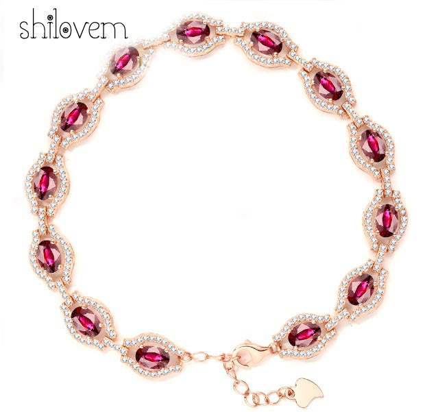 925 sterling silver garnet link bracelet fine jewelry classic Customizable women gift NEW anniversary l040601agsm