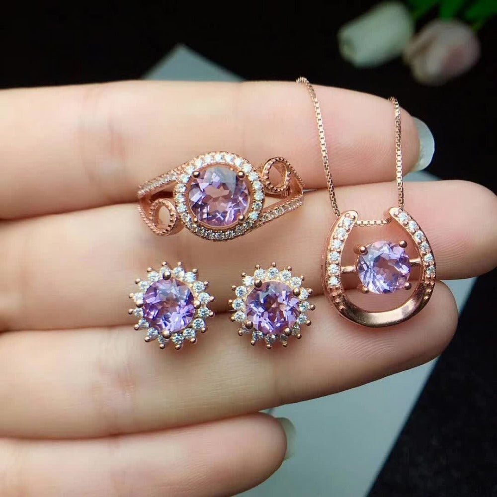 925 sterling silver natural amethyst Rings earrings pendants fine Jewelry Christmas gift send necklace new ctz060601agz