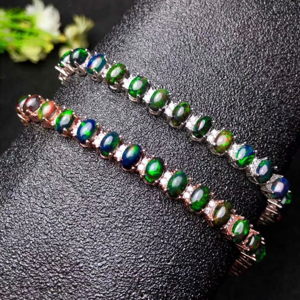 925 sterling silver opal link bracelet fine jewelry sport party new 4*6mm women gift fine yhsl040601ago