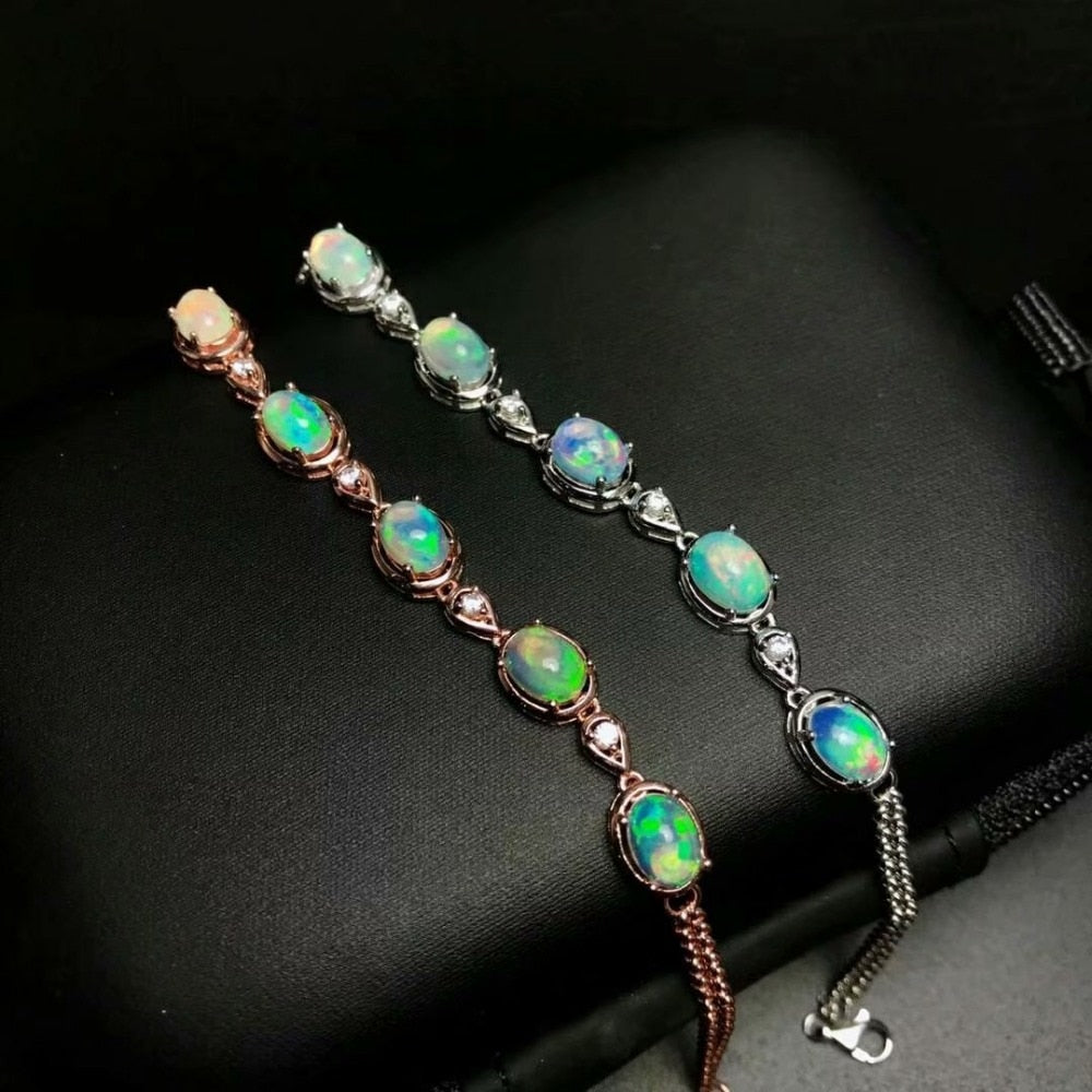 925 sterling silver opal link bracelet fine jewelry sport party new 5*7mm women gift fine yhl050701ago