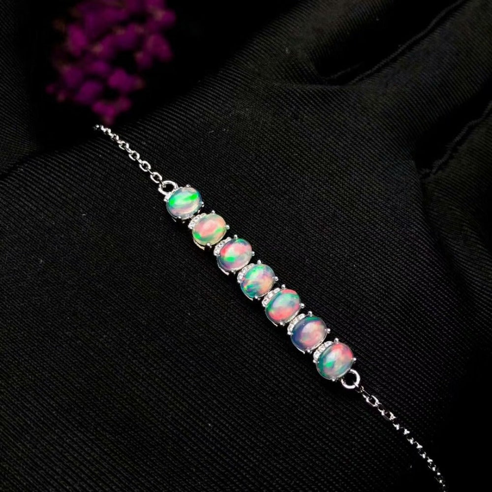925 sterling silver opal link bracelets fine jewelry sport party new 4*5mm women new plant gift fine yhl040501ago