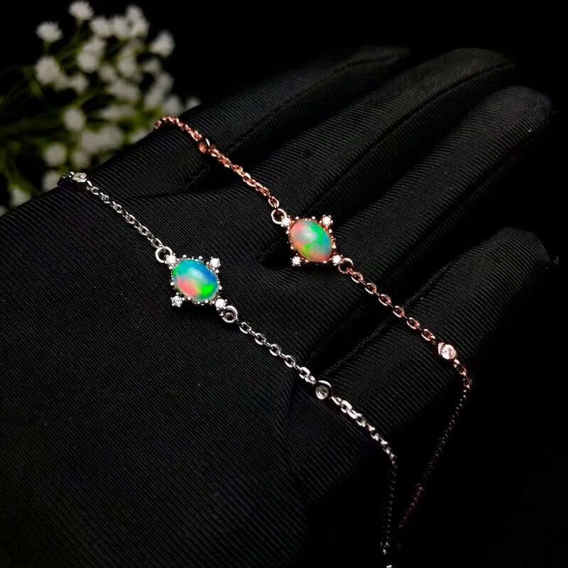 925 sterling silver opal link bracelets fine jewelry sport party new 5*7mm women new plant gift fine bl050701ago