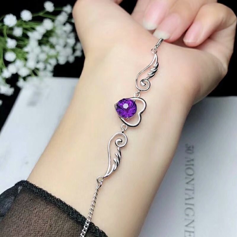 925 sterling silver piezoelectric amethyst bracelets fine Jewelry women trendy party classic 8*8mm new bl080804agz