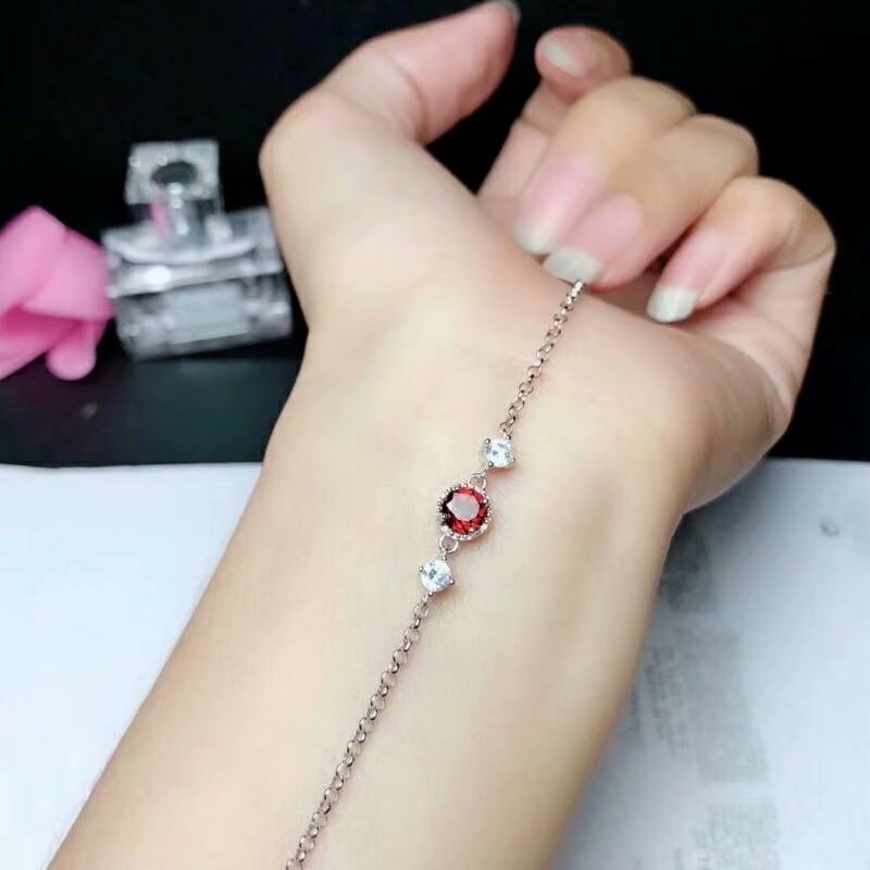 925 sterling silver real garnet link bracelets fine jewelry classic women plant gift new party 5*5mm bl050501ags