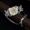 silver S925 Sterling Silver gilded antique mosaic and jade white jade plum blossom lady high-end Joker chain