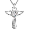 silver color necklace jewelry women wedding Cross CZ crystal Zircon stone pendant necklace Christmas gift JSHN296