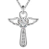 silver color necklace jewelry women wedding Cross CZ crystal Zircon stone pendant necklace Christmas gift JSHN296