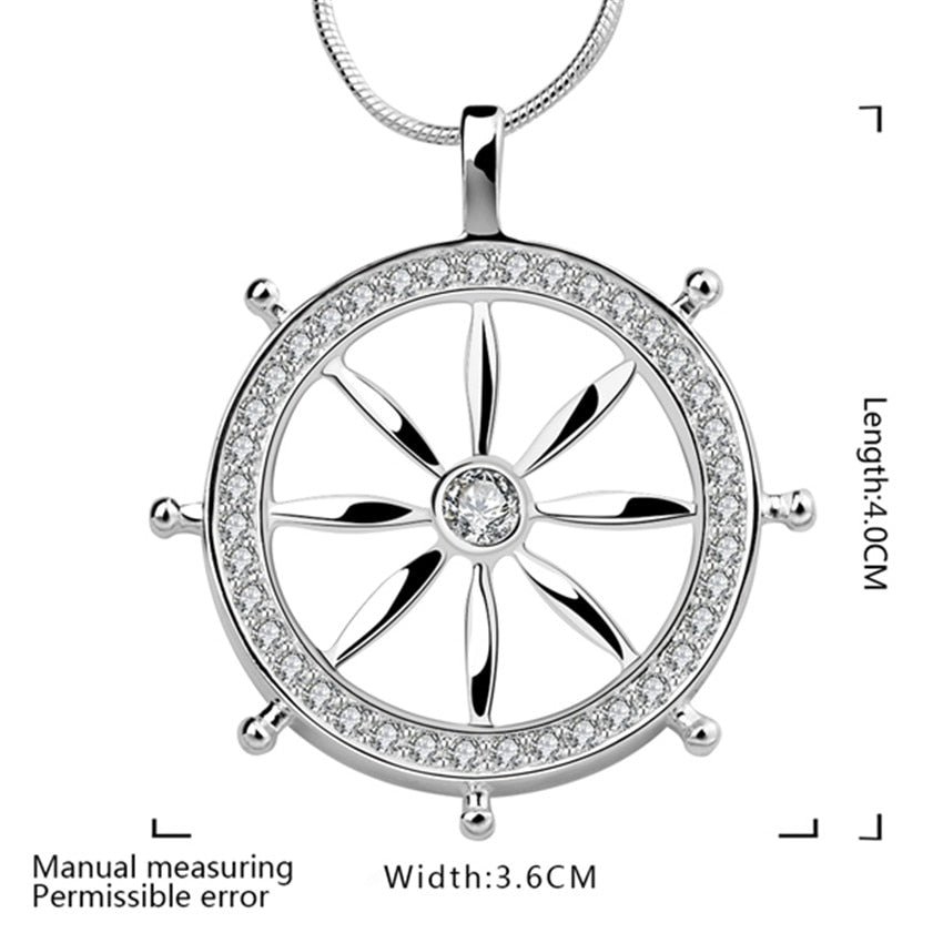 silver color necklace jewelry women wedding Cross CZ crystal Zircon stone pendant necklace Christmas gift JSHN296