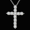 silver color necklace jewelry women wedding Cross CZ crystal Zircon stone pendant necklace Christmas gift JSHN296