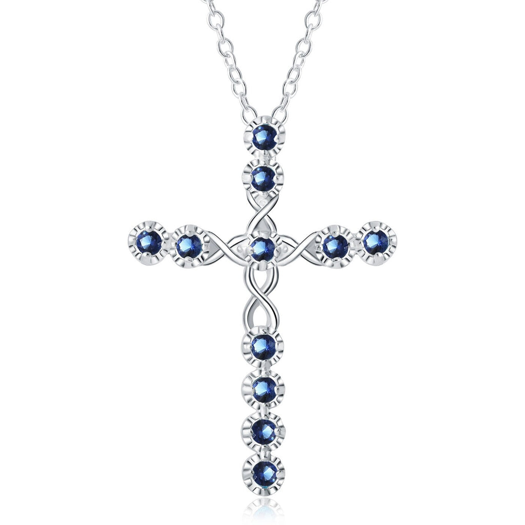silver color necklace jewelry women wedding Cross CZ crystal Zircon stone pendant necklace Christmas gift JSHN296