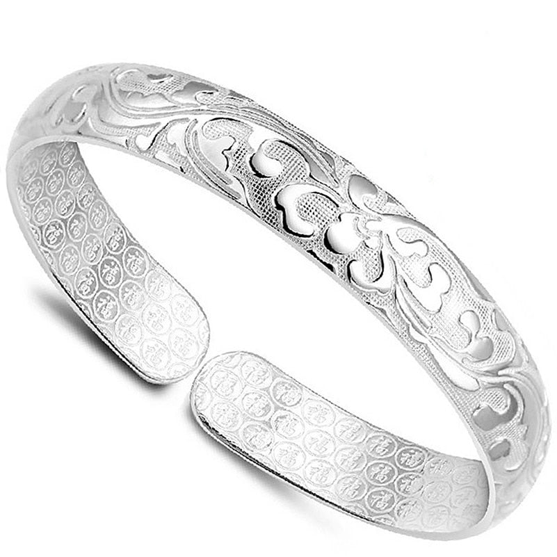 silver cuff bracelet Fine 999 silver bangle bracelet female models blossoming millipede jewelry