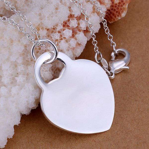 silver plated Jewelry Pendant Fine Fashion Cute 925 jewelry silver plated Heart Tag Necklace Pendants Top Quality CP138