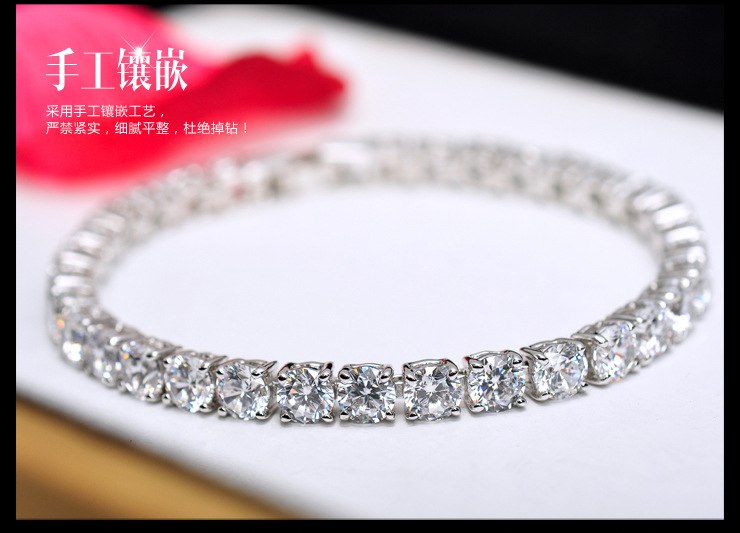 silver plated WHite CZ &Round Zirconia AAA+ Tennis Bracelet Jewellry Handmade 18.3GRAMS white color S26