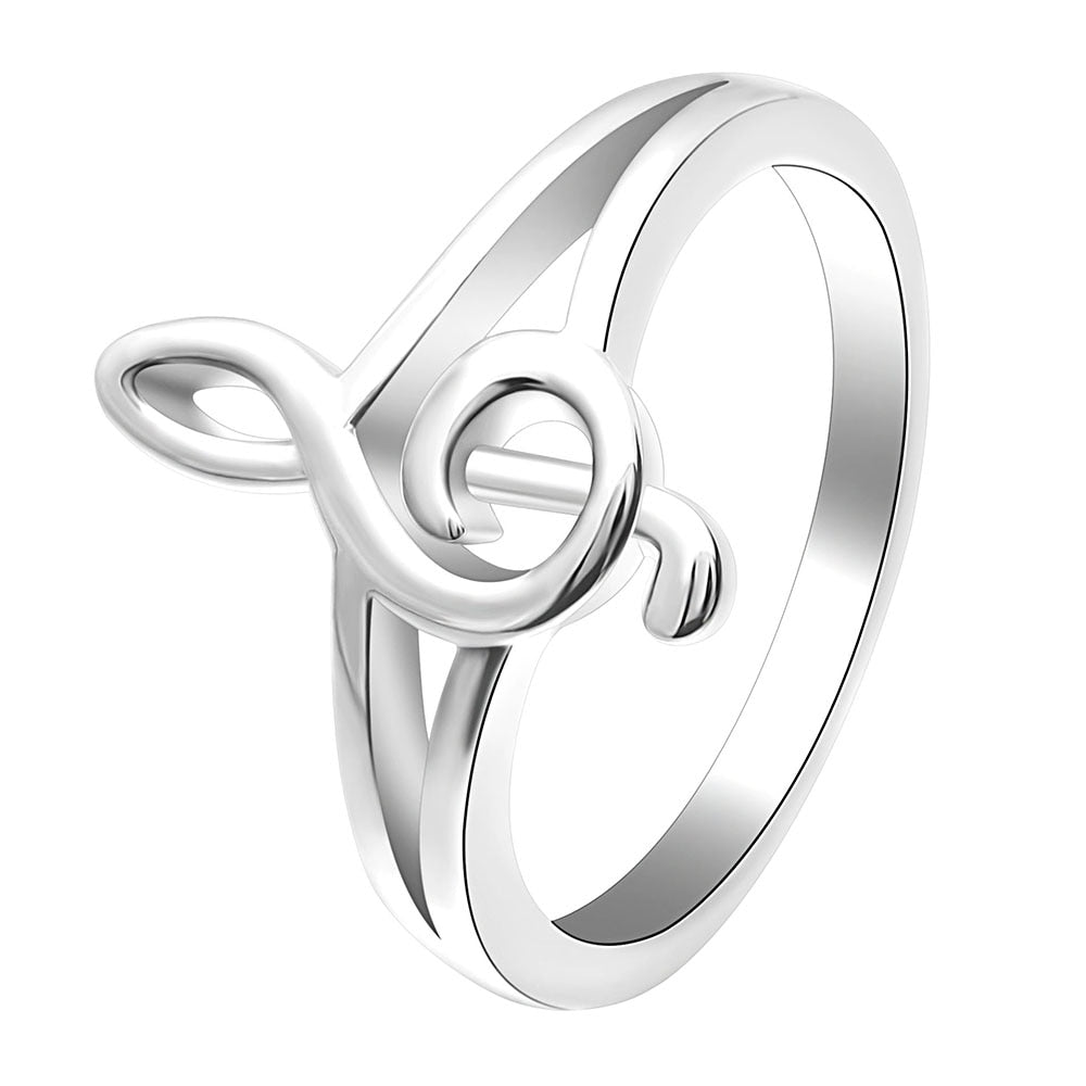 silver plated music ring jewelry factory large stock drop shipping online shop women costume accessories finger rings