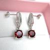 simple Classic design earring with natural red garnet 925 sterling silver fine jewelry for women daily wear fashion finding