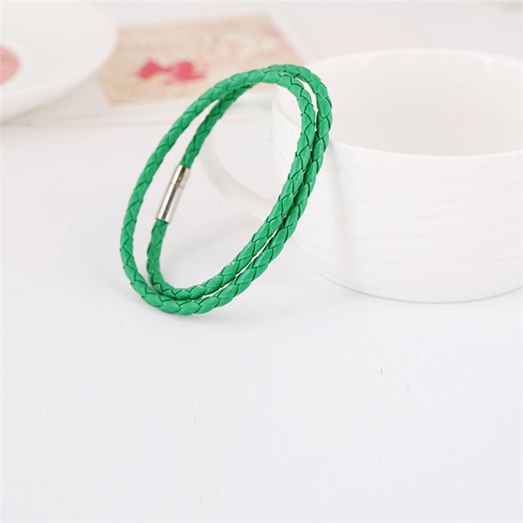 simple design jewelry blue brown red blue black purple green leather alloy easy clasp wrap macrame bracelets & bangles for women