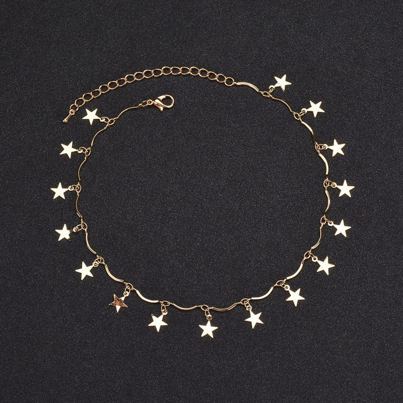 simple fashion elegant girl cute Star pendant wave chain sexy Choker Necklace women