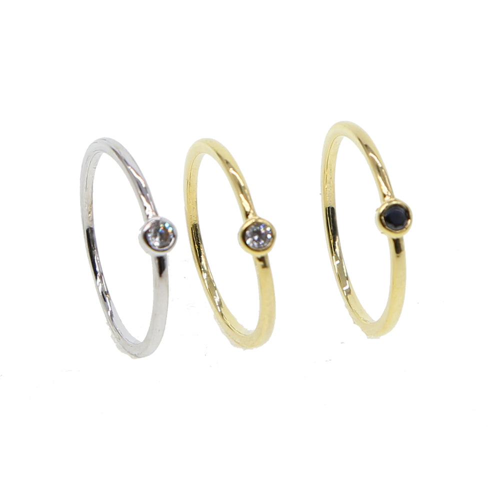 simple single stone ring   silver gold color minimal women girl finger jewelry Midi delicate thin band jewelry