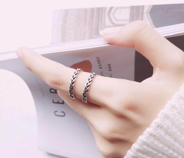 (size 5.25-size6.5) 1pc Small 3mm Hollow Twisted Roped Ring 100% REAL.925 Sterling Silver fINE jEWELRY GTLJ1280