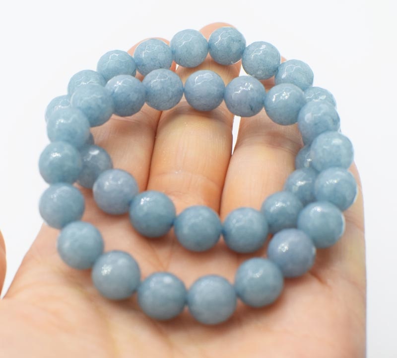 sky deep blue jade faceted round 10mm bracelet 7.5inch   beads nature
