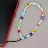 smiley Beaded Anti-lost Phone Charm Chain Fruit Rainbow Soft Ceramic Lanyard Strap Mobile for Girls Phone Choker Keys
