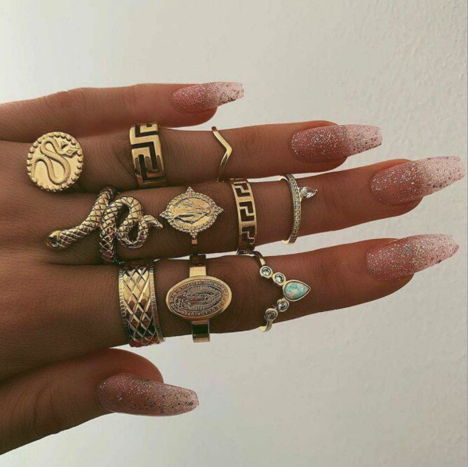 snake rings set for women anillos jewelry bague femme ring sets adjustable for girls punk accessories  schmuck jewellery