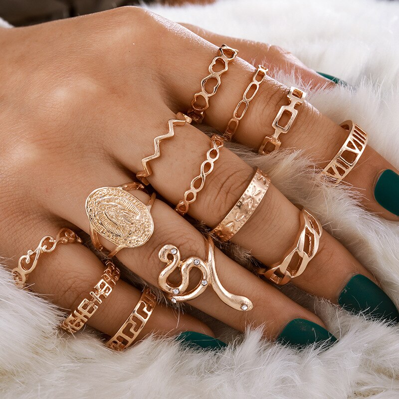 snake rings set for women anillos jewelry bague femme ring sets adjustable for girls punk accessories  schmuck jewellery
