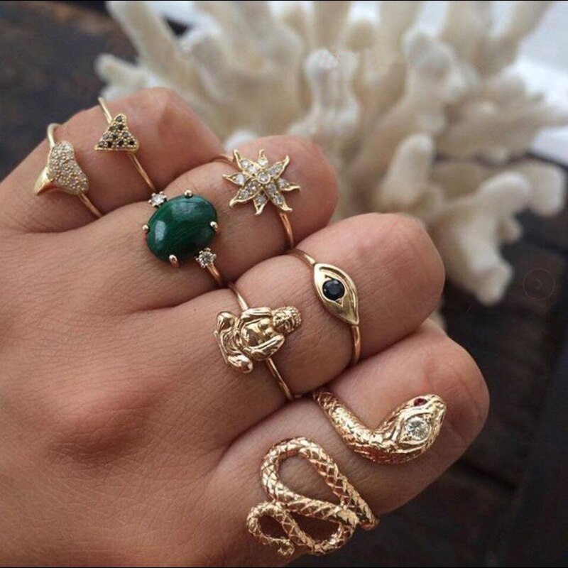 snake rings set for women anillos jewelry bague femme ring sets adjustable for girls punk accessories  schmuck jewellery