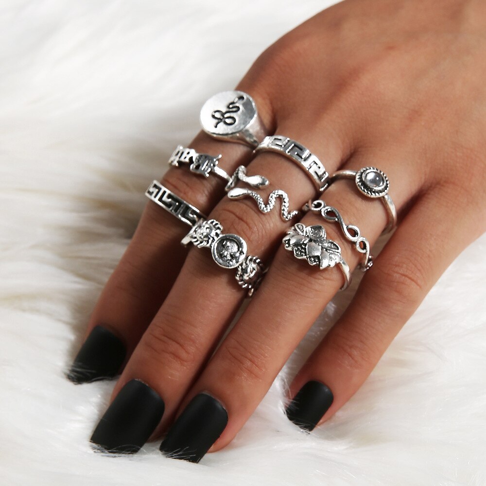 snake rings set for women anillos jewelry bague femme ring sets adjustable for girls punk accessories  schmuck jewellery