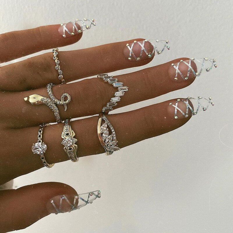 snake rings set for women anillos jewelry bague femme ring sets adjustable for girls punk accessories  schmuck jewellery