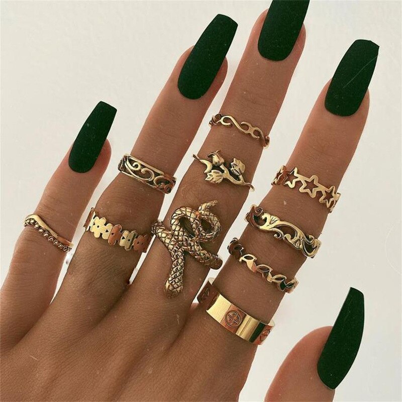 snake rings set for women anillos jewelry bague femme ring sets adjustable for girls punk accessories  schmuck jewellery