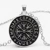statement / Vegvisir Viking Compass Pendant Jewelry Glass Cabochon Necklace Men and Women Clothing Accessories