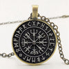 statement / Vegvisir Viking Compass Pendant Jewelry Glass Cabochon Necklace Men and Women Clothing Accessories
