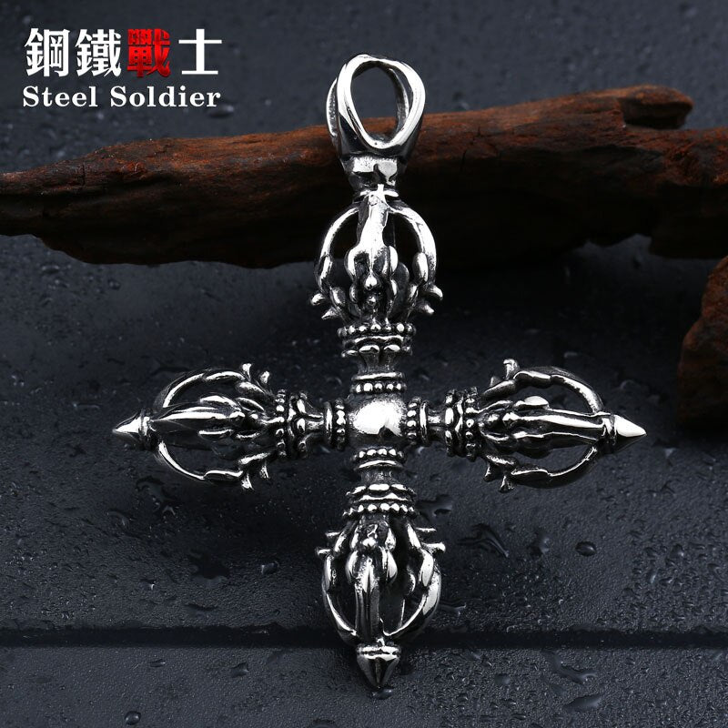 steel soldier  popular Stainless Steel Vajra pestle tibetan Pendant Can bring Lucky For Man