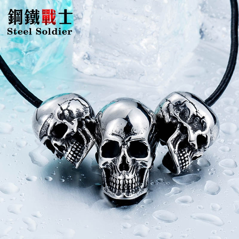 steel soldier  skull super biker pendant necklace stainless steel Jewelry