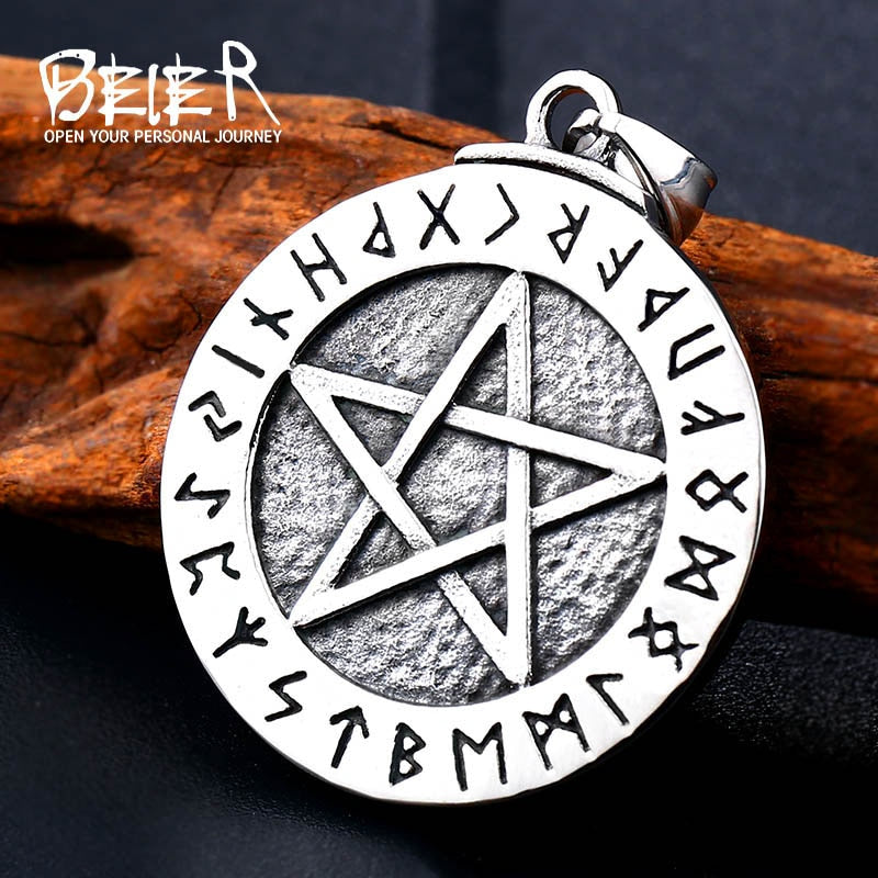 steel soldier vintage Star of David viking pendant thor nordic necklace mens jewelry stainless steel