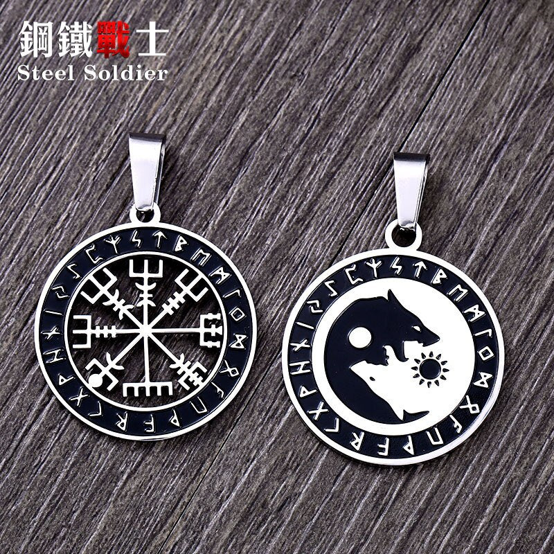 steel soldier  drop viking amulet pendant necklace stainless steel clearance style charm jewelry
