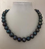 stunning 10-12mm tahitian baroque black green pearl necklace 18"925s